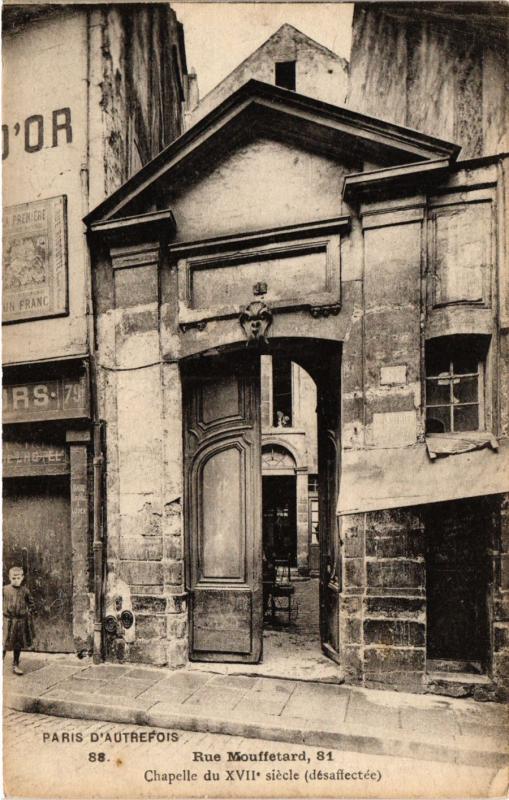 Carte postale ancienne Paris 5e-Rue Mouffetard-Chapelle du XVIIe siécle à Paris 5e