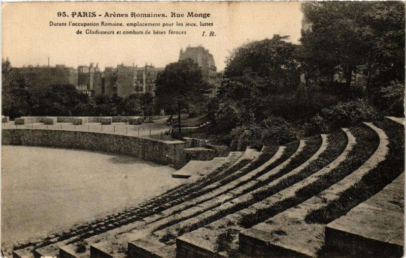 Carte postale ancienne Paris 5e-Arénes Romaines-Rue Monge à Paris 5e