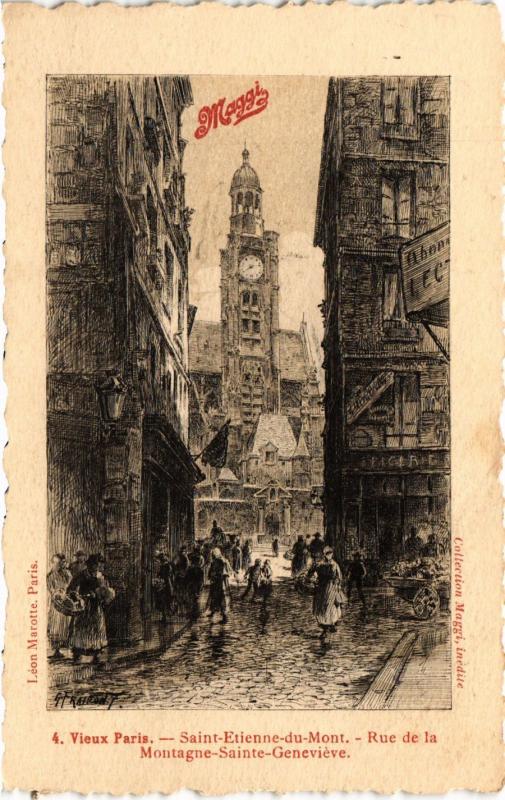 Carte postale ancienne Paris 5e-Saint Etienne du Mont-Rue de la Montagne Sainte Geneviéve à Paris 5e