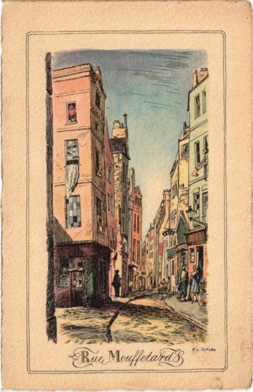 Carte postale ancienne Paris 5e-Rue Mouffetard à Paris 5e
