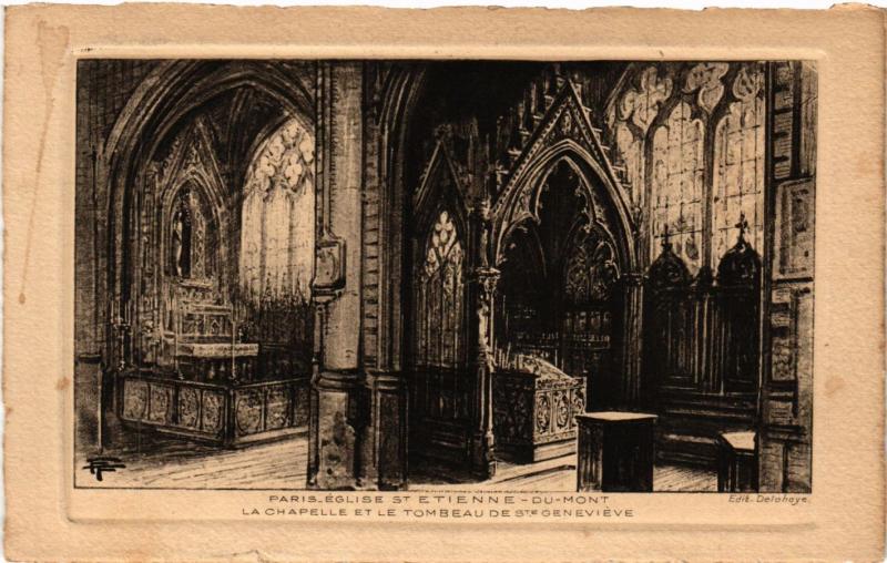 Carte postale ancienne Paris 5e-Eglise Saint Etienne du Mont-La Chapelle de Sainte-Geneviéve à Paris 5e