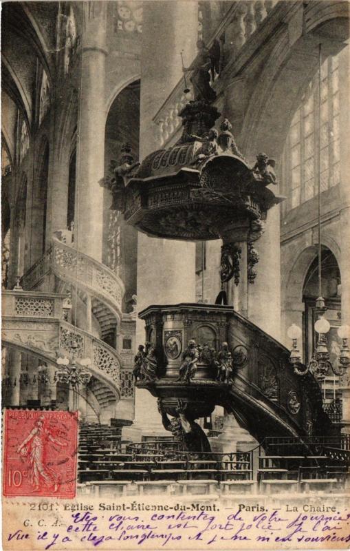 Carte postale ancienne Paris 5e-Eglse Saint Etienne du Mont-La Chaire à Paris 5e