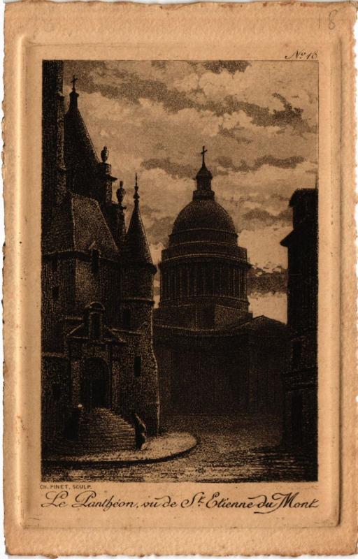 Carte postale ancienne Paris 5e-La Panthéon vu de Saint-Etienne du Mont à Paris 5e