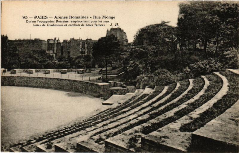 Carte postale ancienne Paris 5e-Arénes Romaines-Rue Monge à Paris 5e