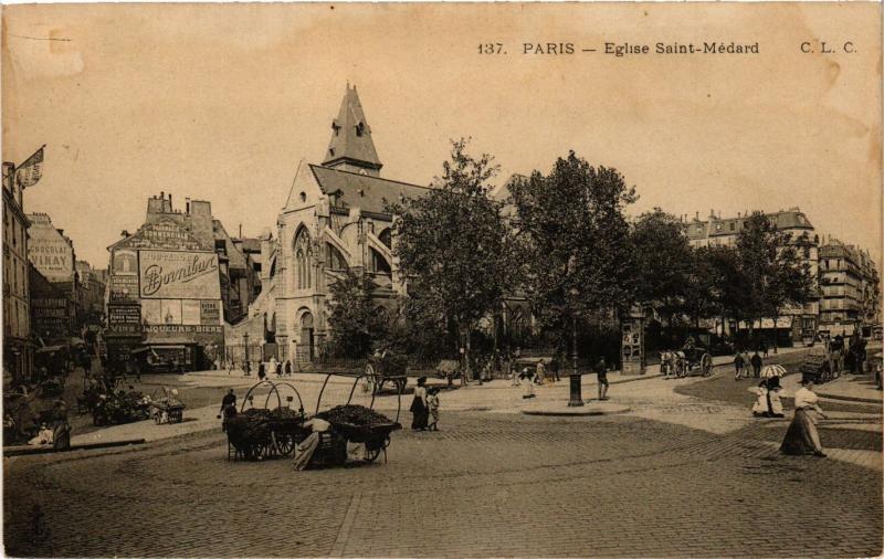 Carte postale ancienne Paris 5e-Eglise Saint Médard à Paris 5e