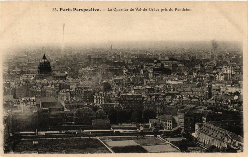 Carte postale ancienne Paris 5e-Le Quartier du Val de Gréce pris du Panthéon à Paris 5e