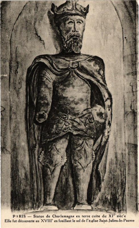 Carte postale ancienne Paris 5e-Statue de Charlemagne à Paris 5e