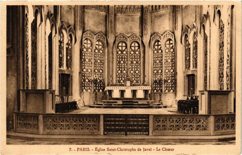 Carte postale ancienne Eglise Saint-Christophe de Javel - Le Choeur à Paris 15e