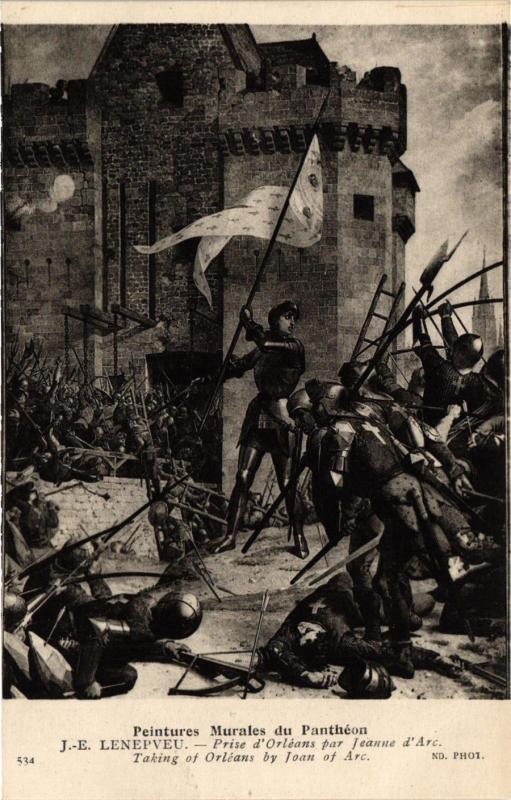 Carte postale ancienne Paris 5e-Murales de Panthéon-Prise d'Orléans par Jeanne d'Arc à Paris 5e