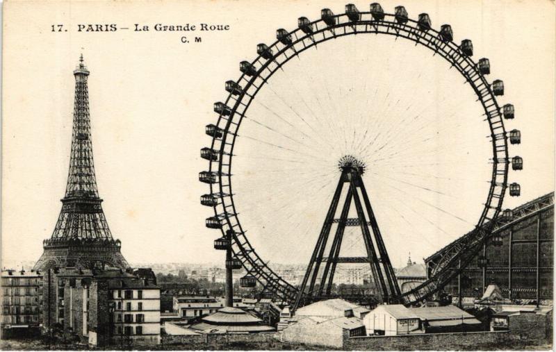 Carte postale ancienne La Grande Roue et la Tour Eiffel à Paris 15e