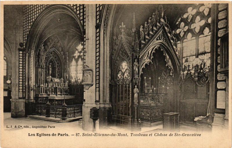 Carte postale ancienne Paris 5e-Eglise Saint-Etienne du Mont-Tombeau et Chasse de Sainte-Geneviév(324081) à Paris 5e
