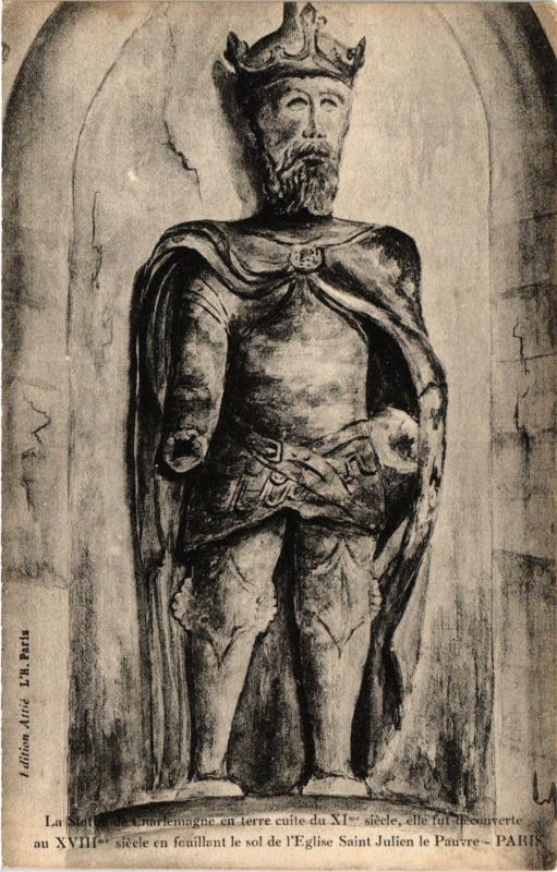 Carte postale ancienne Paris 5e-La Statue de Charlemagne à Paris 5e