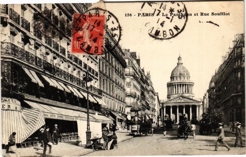Carte postale ancienne Paris 5e-Le Panthéon et Rue Soufflot à Paris 5e