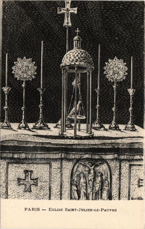 Carte postale ancienne Paris 5e-Eglise Saint Julien le Pauvre-Autel byzantin de l'Eglise à Paris 5e