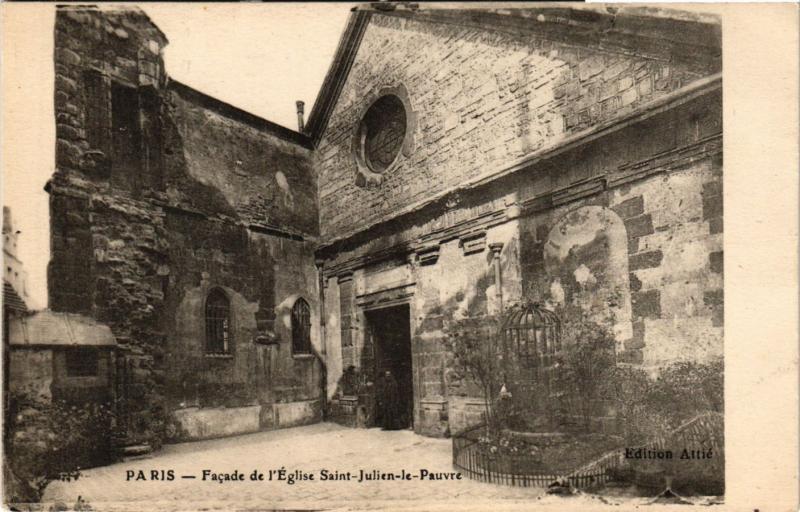 Carte postale ancienne Paris 5e-Facade de l'Eglise Saint Julien le Pauvre à Paris 5e