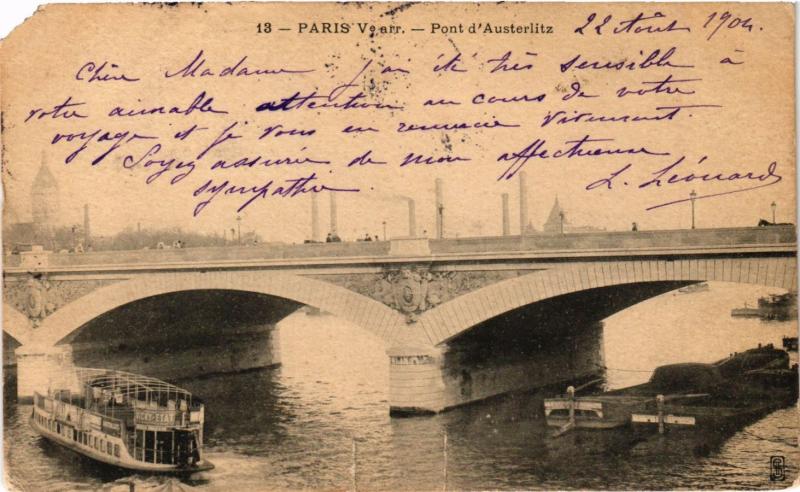 Carte postale ancienne Paris 5e-Pont d'Austerlitz à Paris 5e