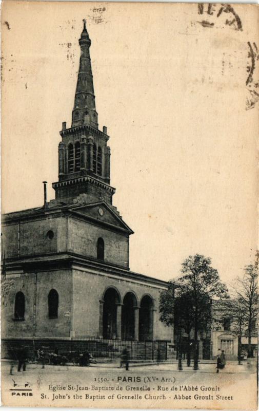 Carte postale ancienne Eglise Saint-Jean-Baptiste de Grenelle - Rue de l'Abbé Groult à Paris 15e
