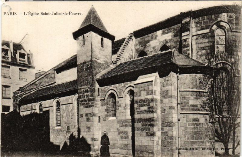 Carte postale ancienne Paris 5e-Eglise Saint Julien le Pauvre à Paris 5e
