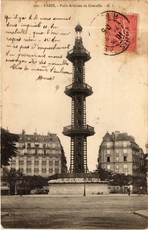 Carte postale ancienne Puits Artésien de Grenelle à Paris 15e