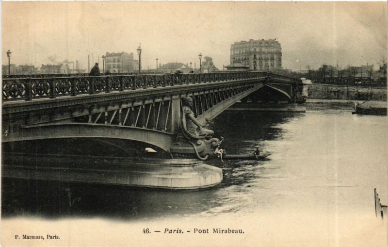 Carte postale ancienne Pont Mirabeau à Paris 16e