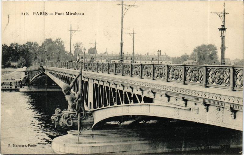 Carte postale ancienne Pont Mirabeau à Paris 15e