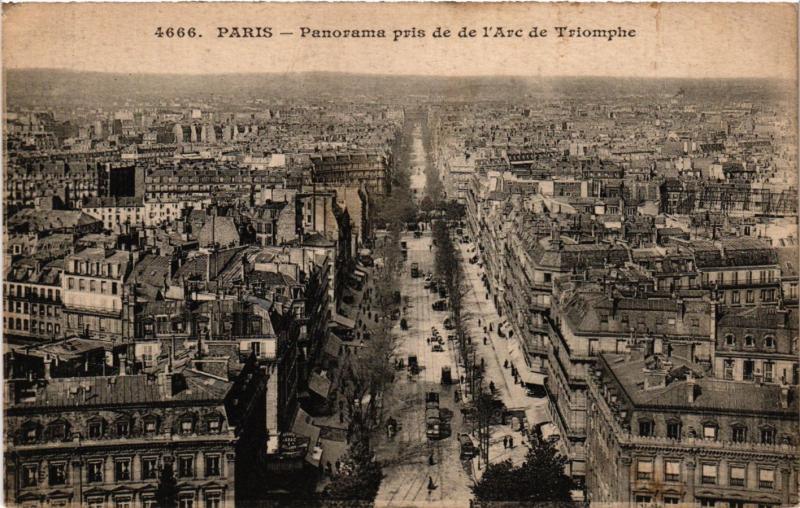 Carte postale ancienne Paris Panorama Pris de l'Arc de Triomphe