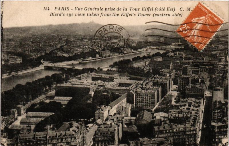 Carte postale ancienne Paris vue générale prise de la Tour Eiffel