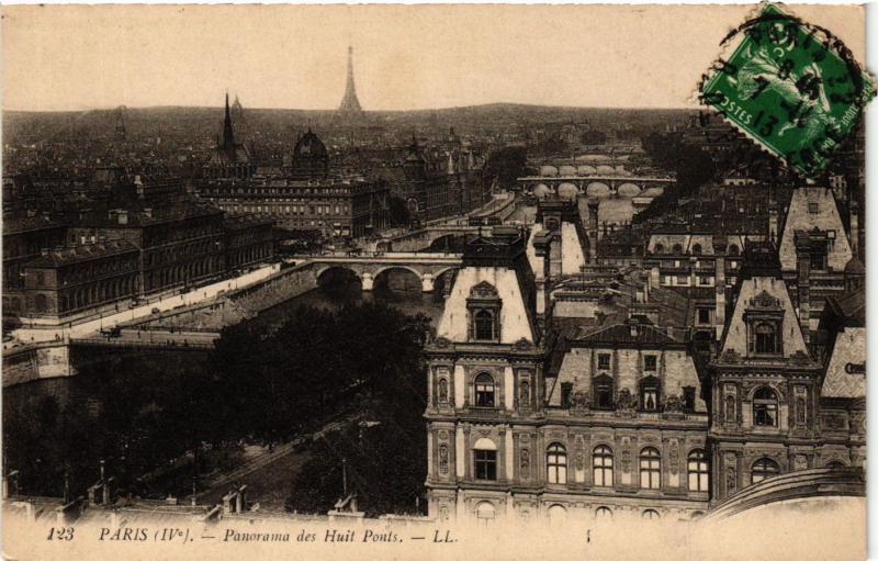 Carte postale ancienne Paris Panorama des huit Ponts