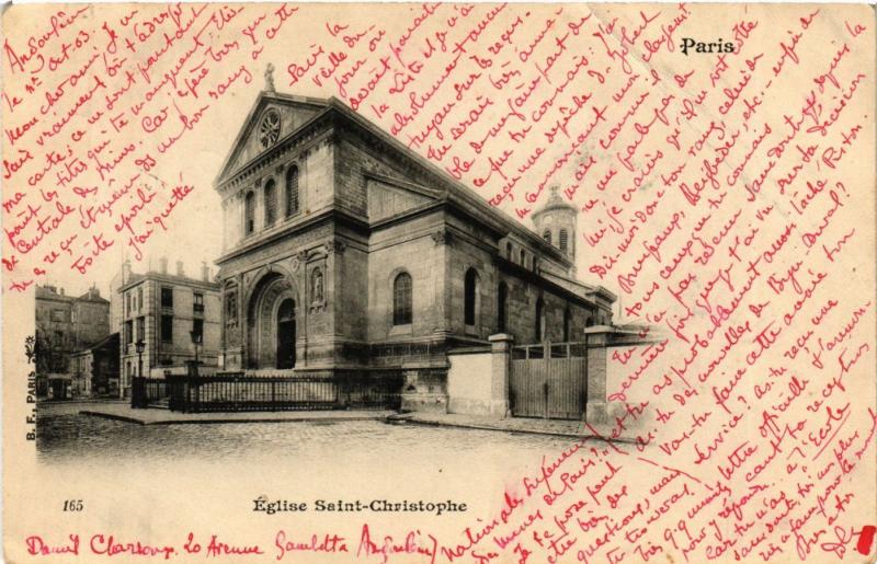 Carte postale ancienne Eglise Saint-Christophe à Paris 19e