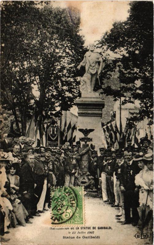 Carte postale ancienne Inauguration de la Statue de Garibaldi, le 13 Juillet 1907 à Paris 15e