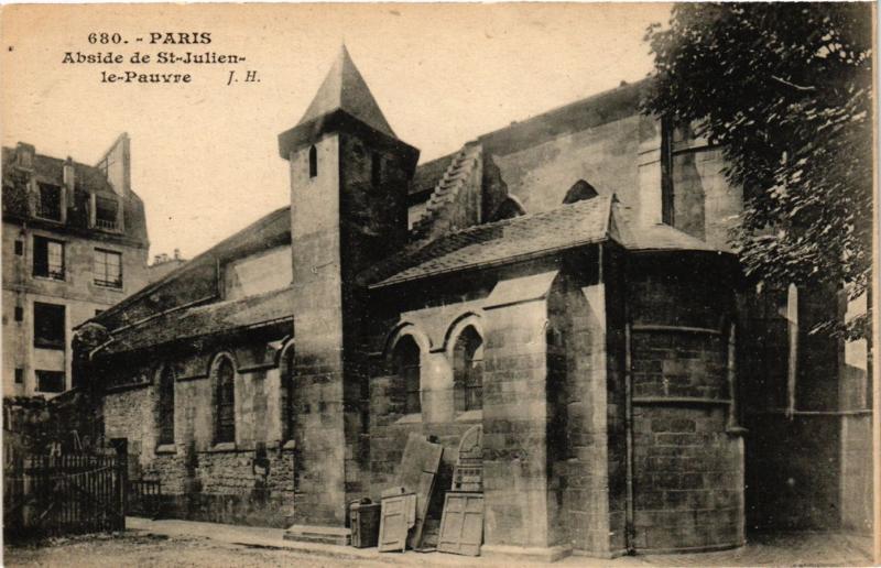 Carte postale ancienne Paris 5e-Abside de Saint-Julien le Pauvre à Paris 5e