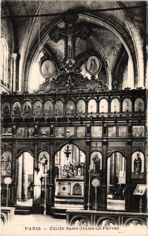 Carte postale ancienne Paris 5e-Eglise Saint Julien le Pauvre à Paris 5e