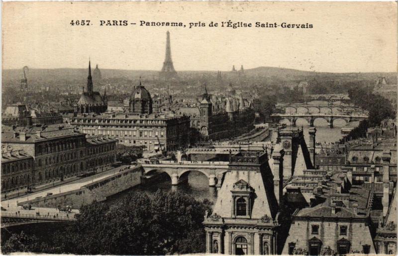 Carte postale ancienne Paris Panorama pris de l'église Saint-Gervais