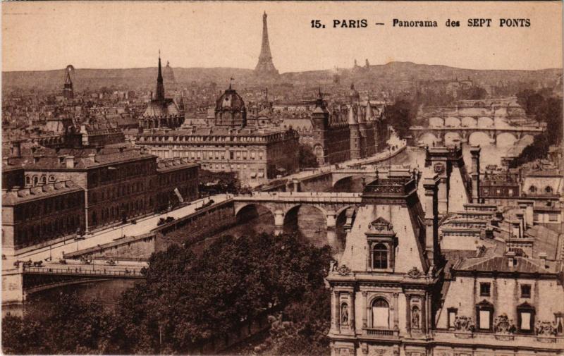 Carte postale ancienne Paris Panorama des 7 Ponts