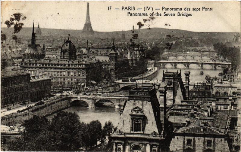 Carte postale ancienne Paris Panorama des 7 Ponts