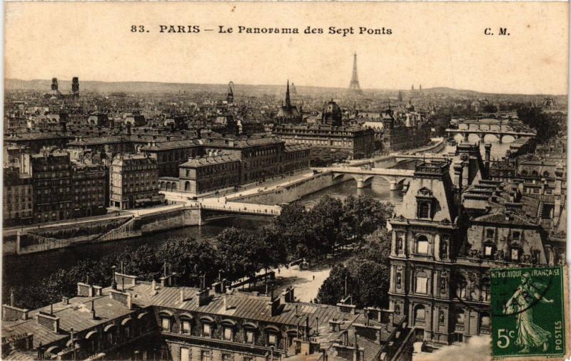 Carte postale ancienne Paris Panorama des 7 Ponts