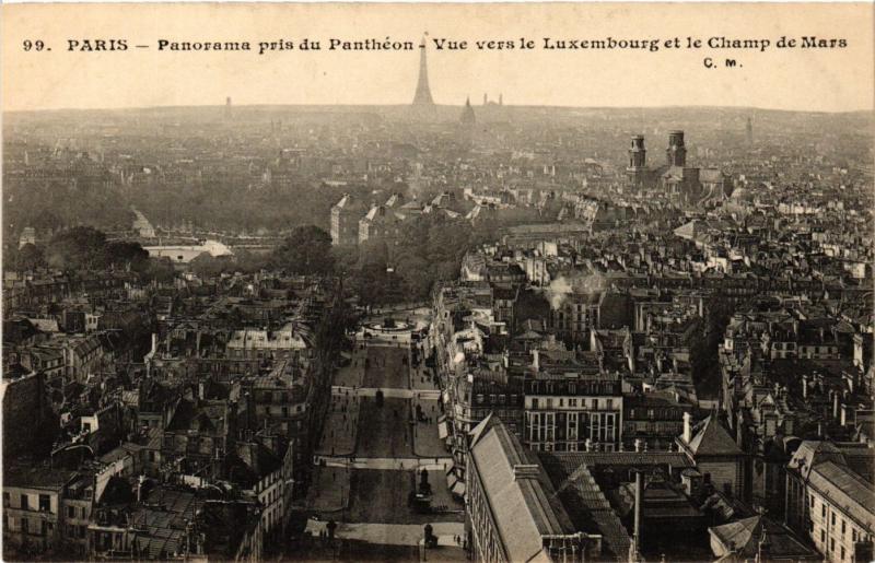 Carte postale ancienne Paris Panorama pris du Panthéon