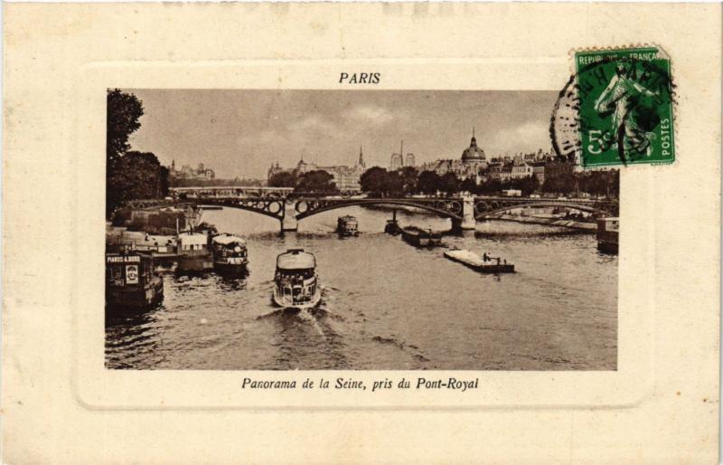 Carte postale ancienne Paris Panorama de la Seine pris du Pont Royal