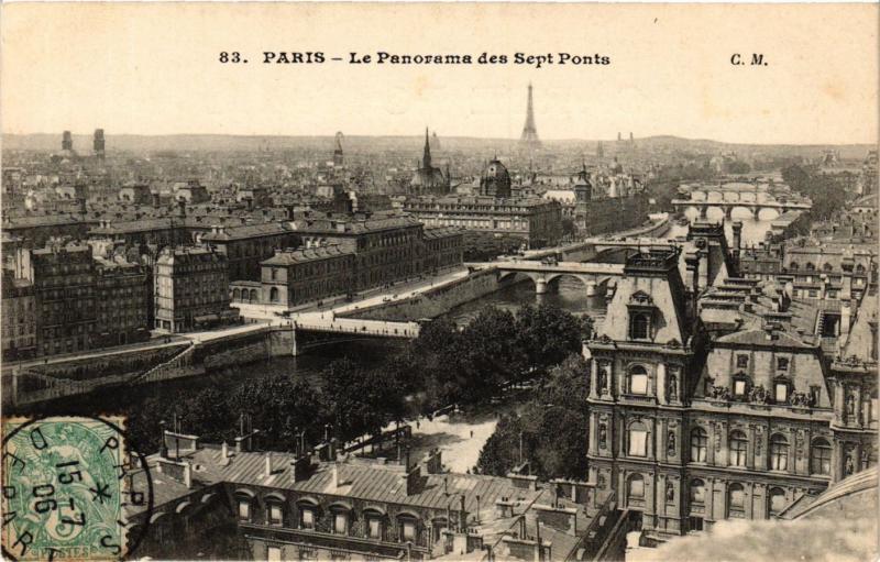 Carte postale ancienne Paris Panorama des 7 Ponts
