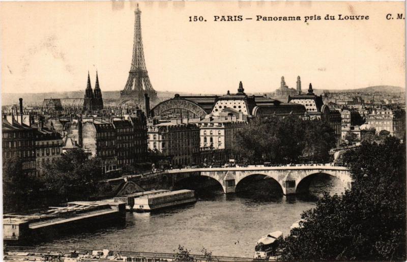 Carte postale ancienne Paris Panorama pris du Louvre