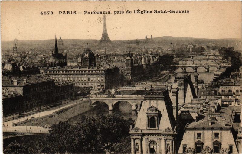 Carte postale ancienne Paris Panorama prise de l'Eglise Saint-Gervais
