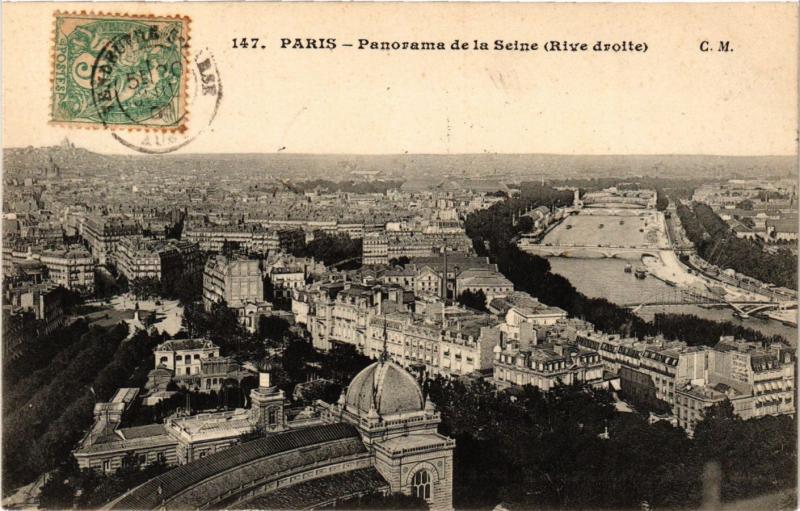 Carte postale ancienne Panorama de la Seine (rive droite) à Paris 16e