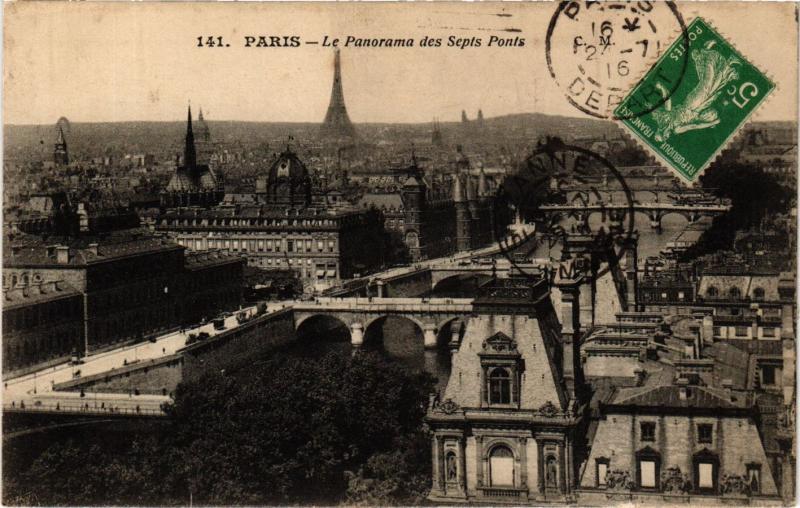 Carte postale ancienne Paris Panorama des 7 Ponts