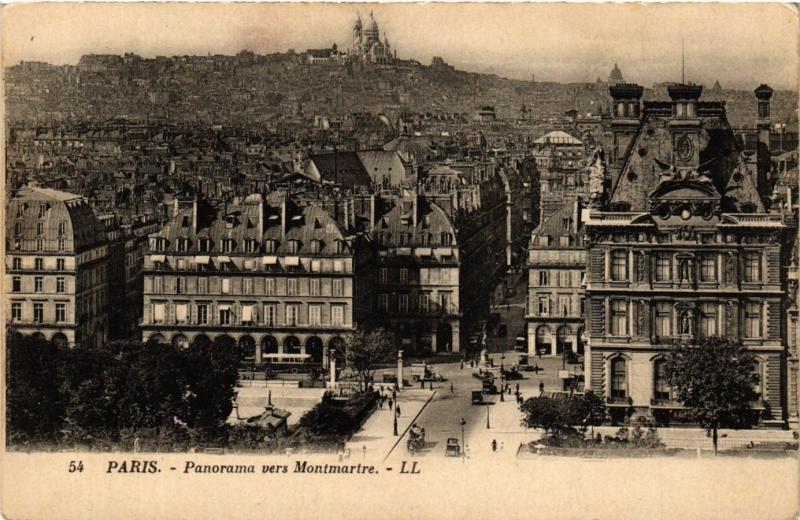 Carte postale ancienne Paris Panorama vers Montmartre
