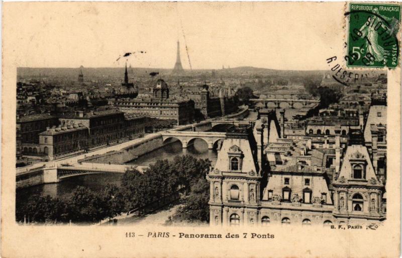 Carte postale ancienne Paris Panorama des 7 Ponts