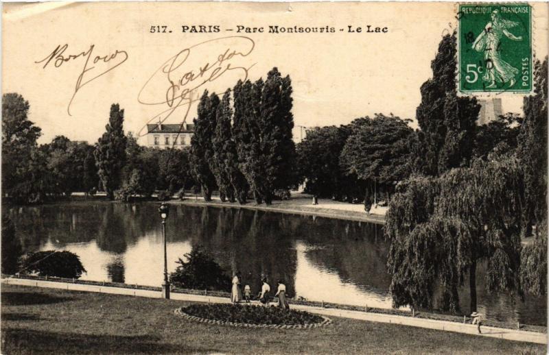 Carte postale ancienne Le Parc Montsouris - Le Lac à Paris 14e