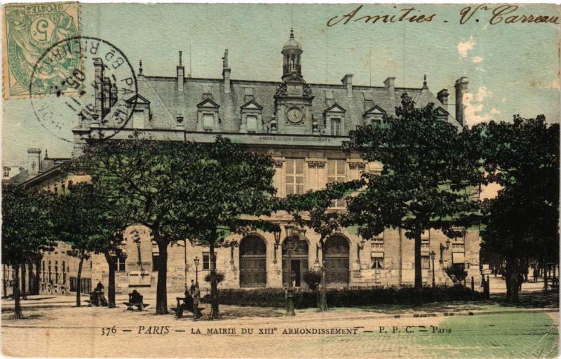Carte postale ancienne Paris 13e Paris-La Mairie du Xiii arrondissement à Paris 13e