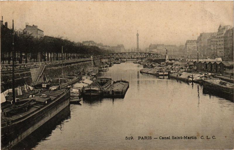 Carte postale ancienne Paris 10e - Canal Saint-Martin à Paris 10e