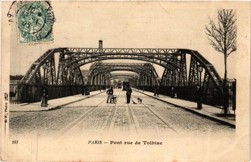 Carte postale ancienne Pont rue de Tolbiac à Paris 13e