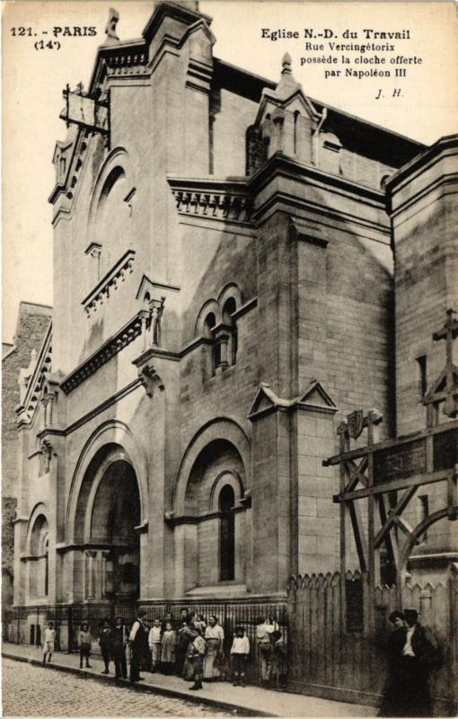 Carte postale ancienne Eglise Notre-Dame du Travail - Rue Vercingétorix à Paris 14e